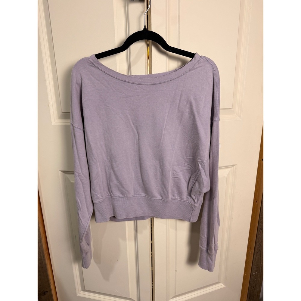 Fantastic Fawn Lavender Purple French Terry Cropped Sweatshirt Boat Neck Medium